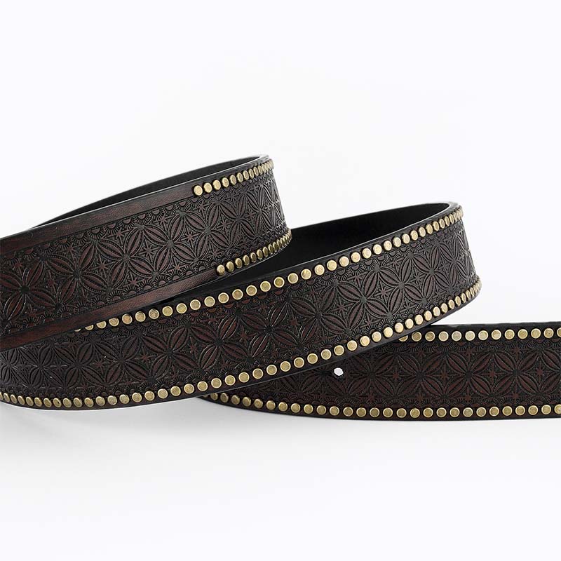 Retro Punk Embossed Western Denim Belt