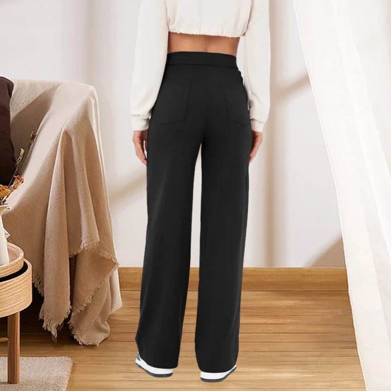 High Waisted Pocket Button Wide Leg Pants