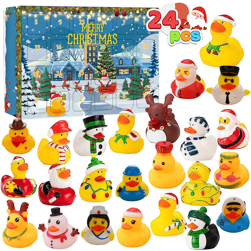 24 Pcs Countdown Christmas Rubber Ducks Advent Calendar