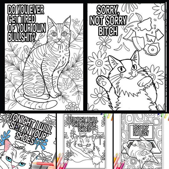 Funny Kitty Memes Coloring Book For Adult Relaxation