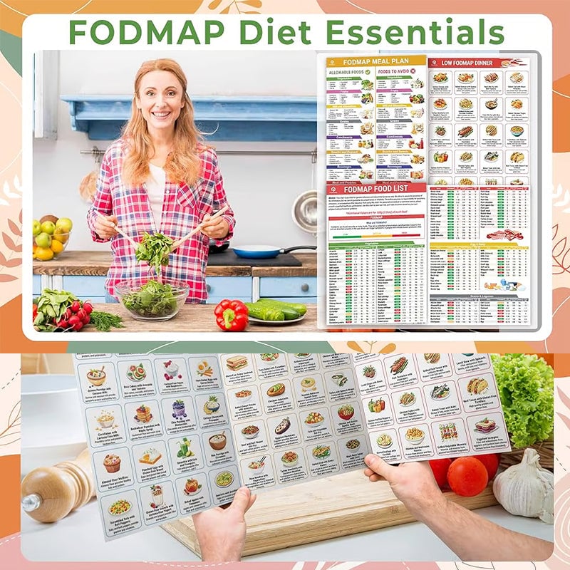 🥗Set of 2 Fodmap Chart📘IBS Symptom Relief Food List