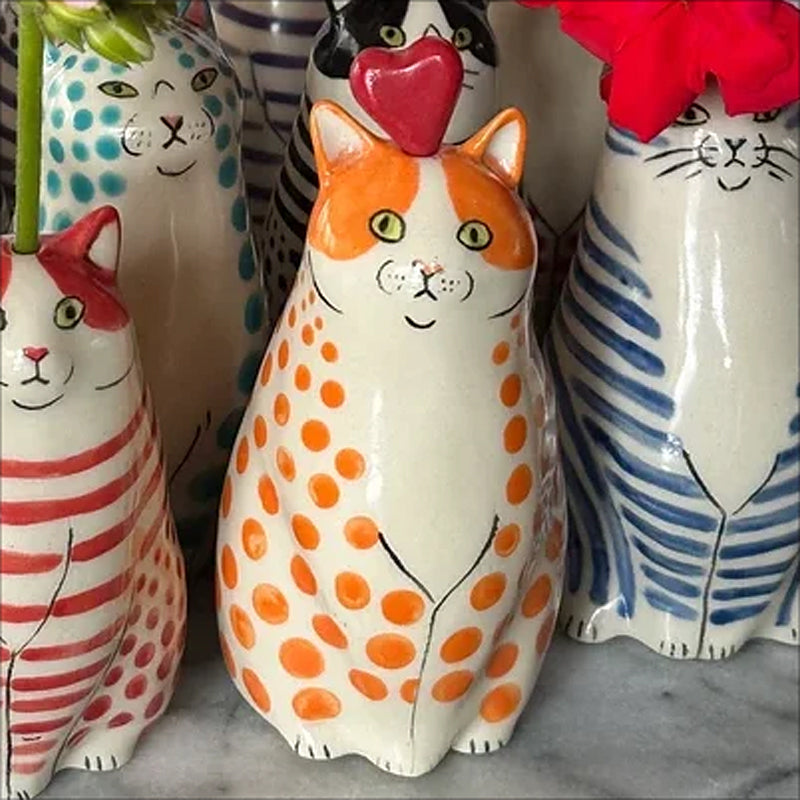 Polka Dot Cat Vase