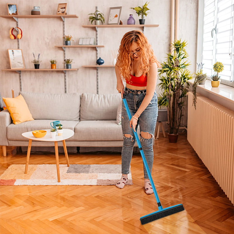 Three-section telescopic pole carpet delinting broom