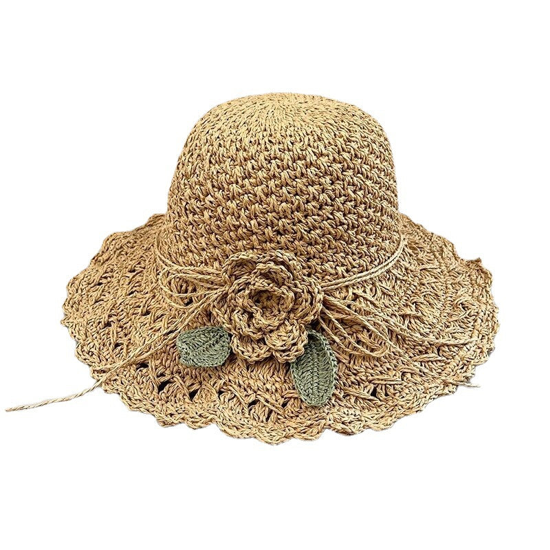 Elegant Crochet Straw Hat with Ruffle Detail