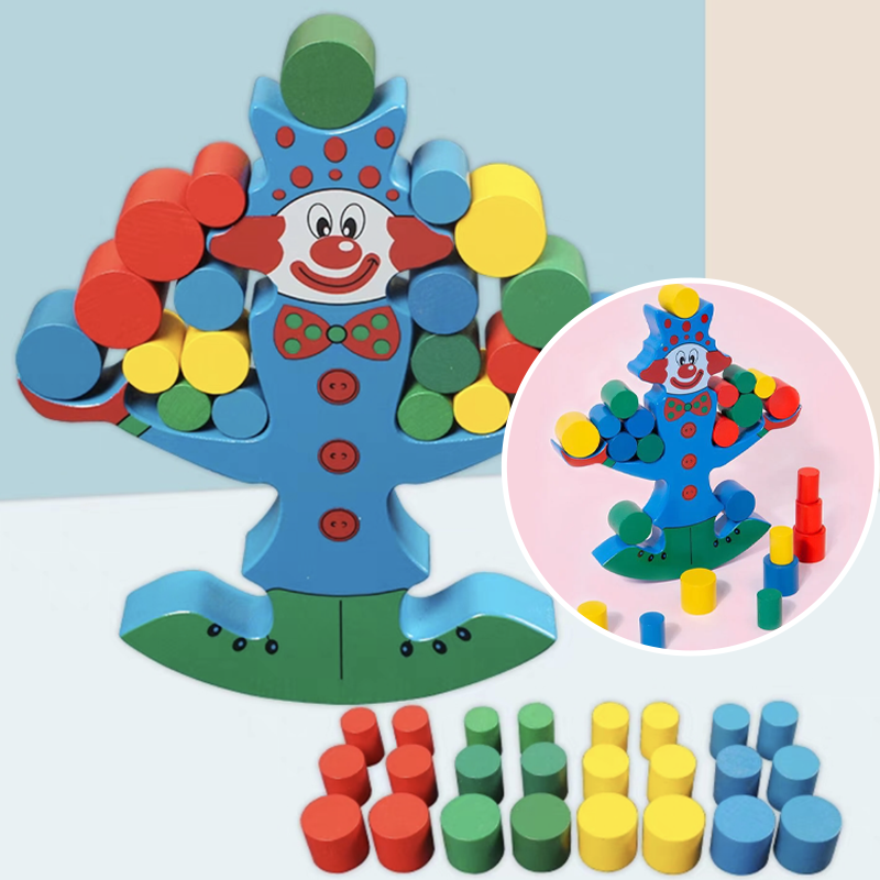 Wooden Clown Balancing Blocks