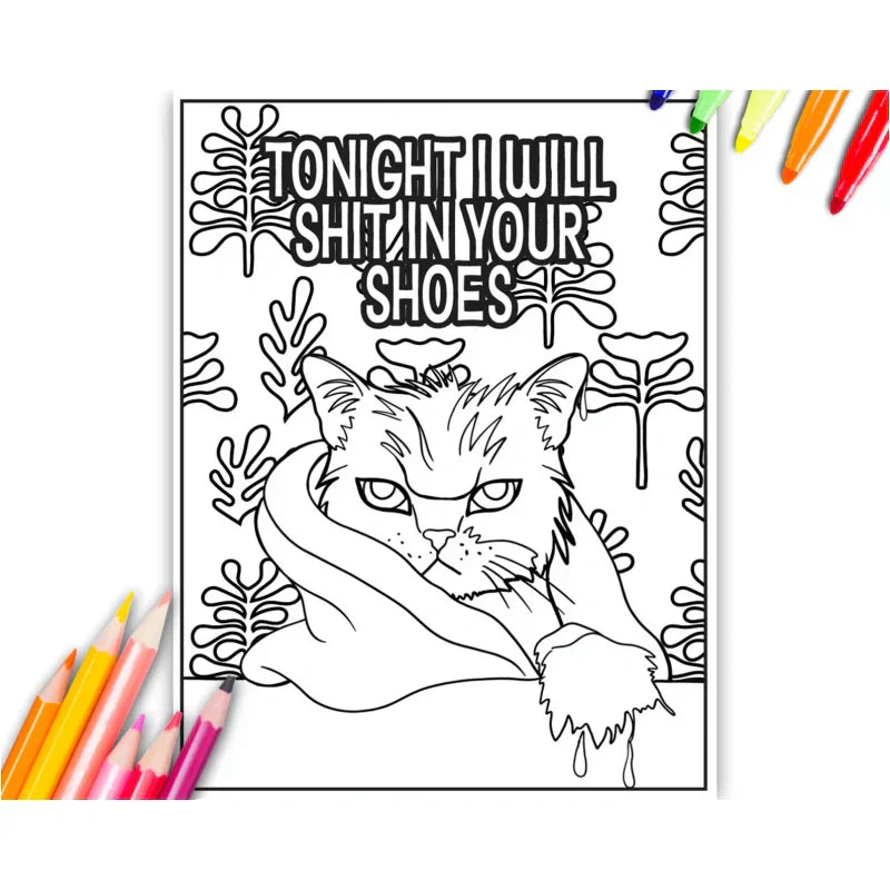 Funny Kitty Memes Coloring Book For Adult Relaxation