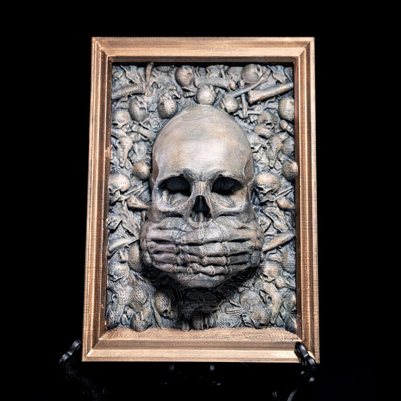 Three Wise Skulls Picture Frame Decor