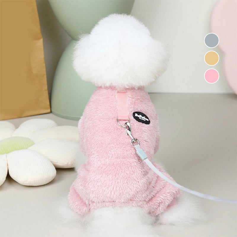 Fleece Pet Elastic Jumpsuit with Pull Ring