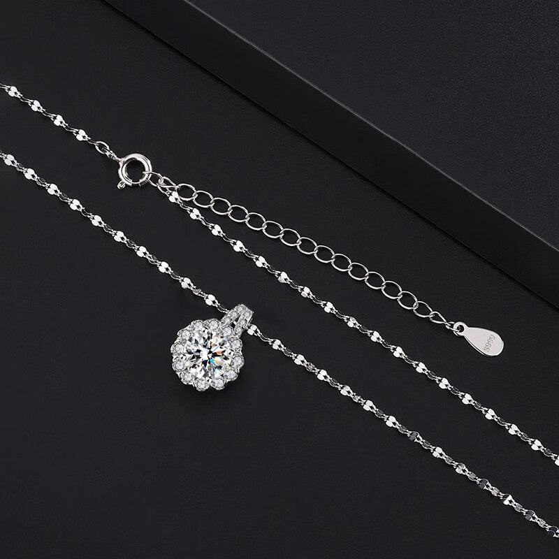 Moissanite Sunflower Pendant Necklace