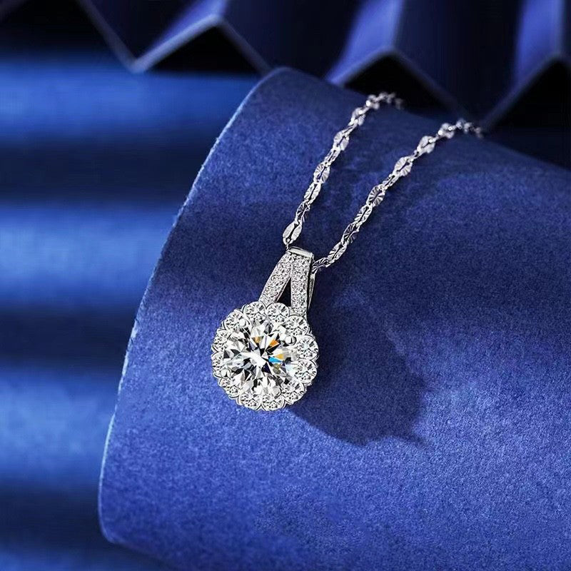 Moissanite Sunflower Pendant Necklace