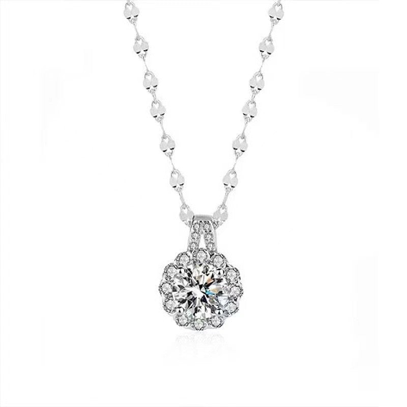 Moissanite Sunflower Pendant Necklace