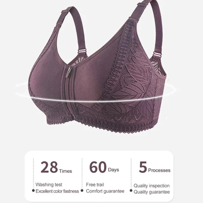 Womens Zip Front Closure Full Wrap Cups Bra