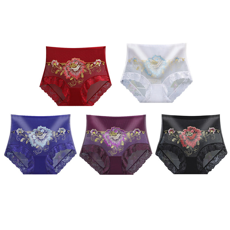 High Waist Lace Embroidered Panties