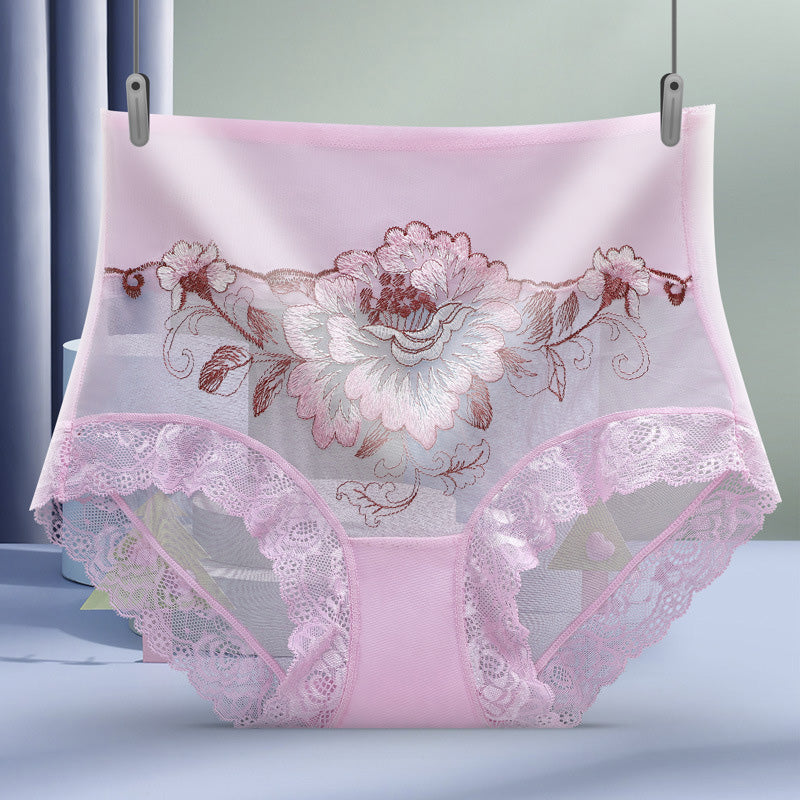 High Waist Lace Embroidered Panties