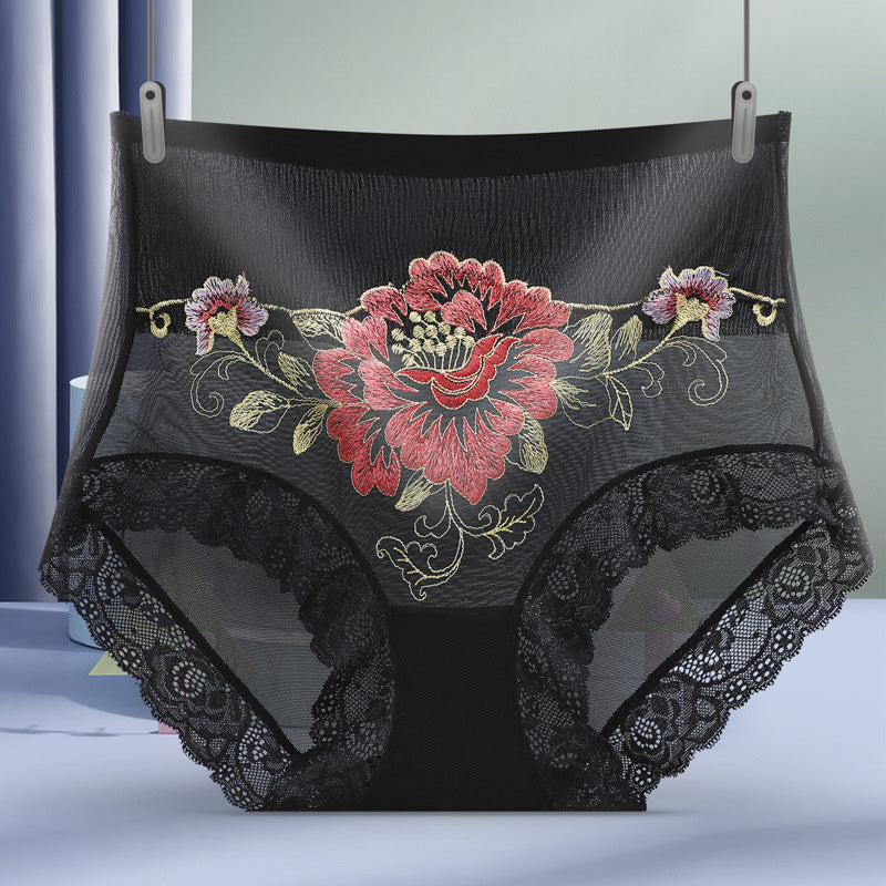 High Waist Lace Embroidered Panties