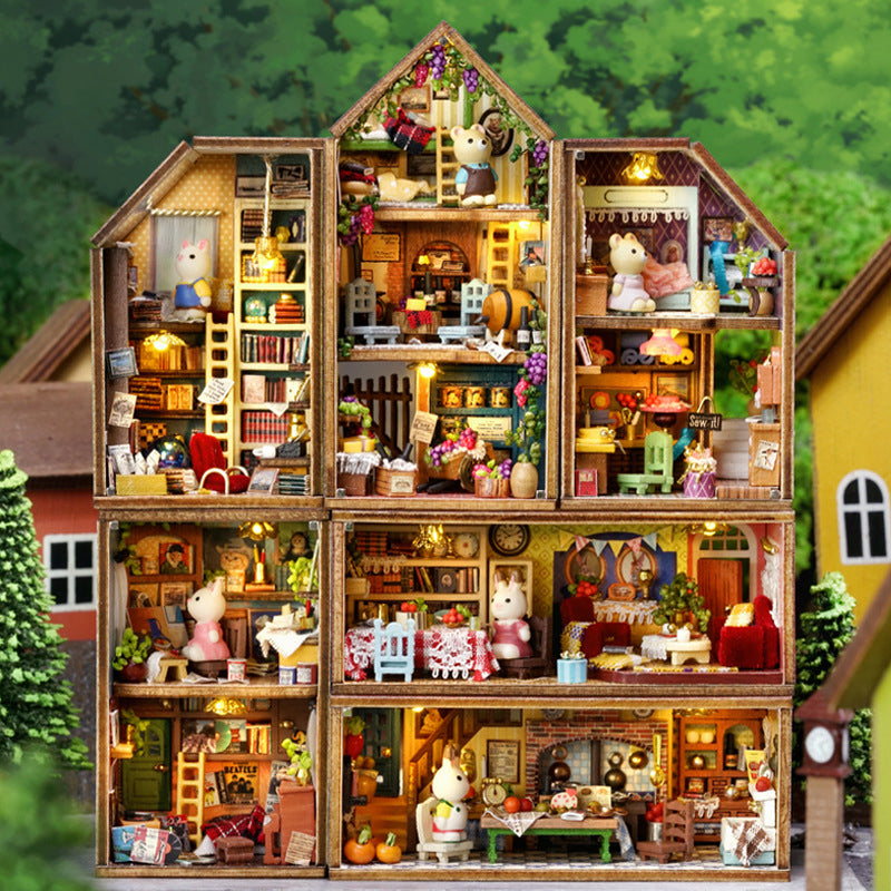 Mini Rabbit Town Wooden Doll House Kit with Furniture