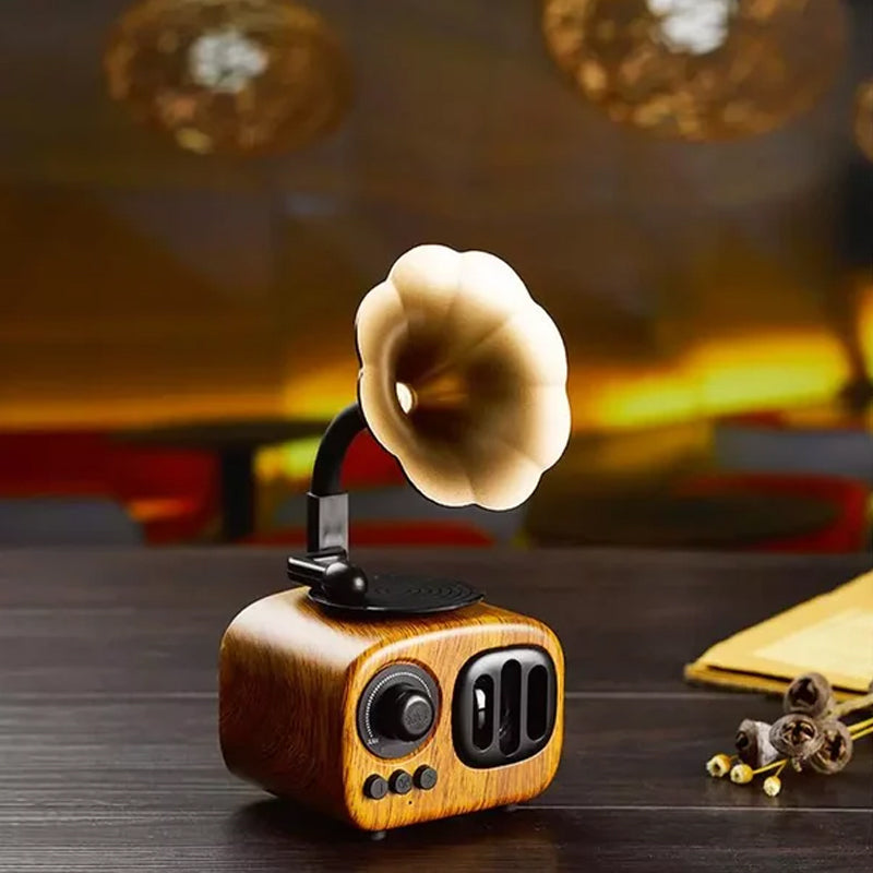 Retro Wooden Phonograph Bluetooth Speaker