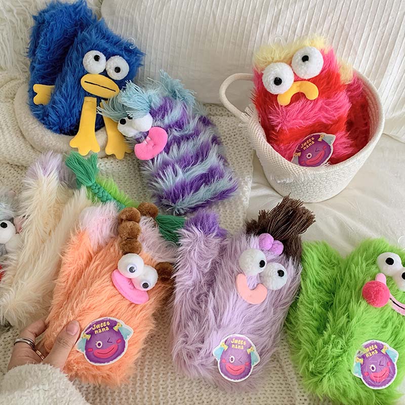 Warm Cozy Fluffy Cartoon Monster Socks