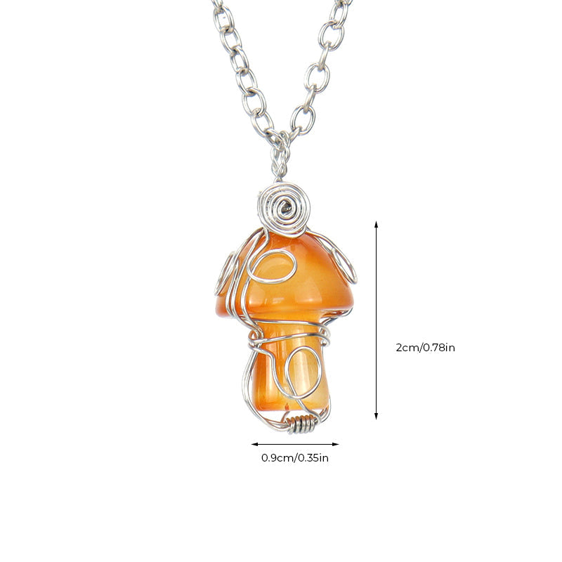 Natural Crystal Mushroom Pendant