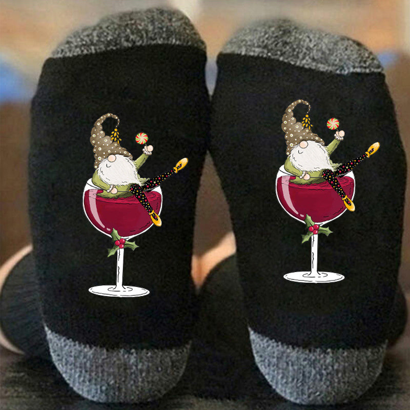 Gnome Wine Glass Unisex Crew Socks