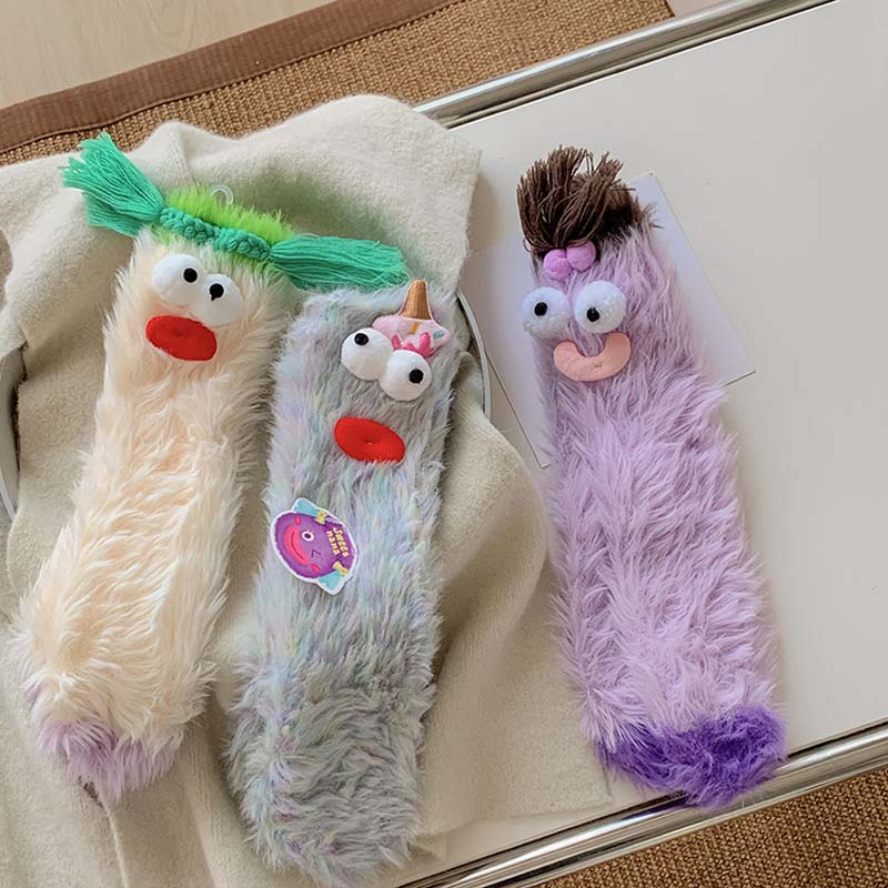 Warm Cozy Fluffy Cartoon Monster Socks