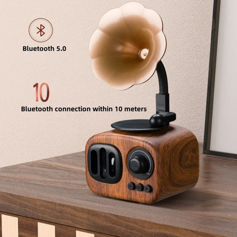 Retro Wooden Phonograph Bluetooth Speaker