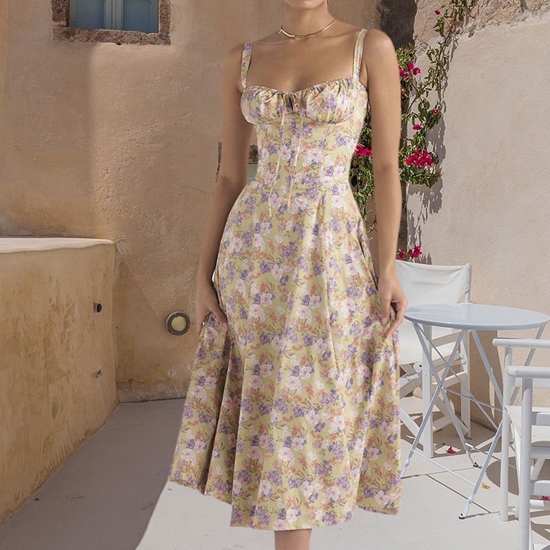 Carmen Print Bustier Sundress