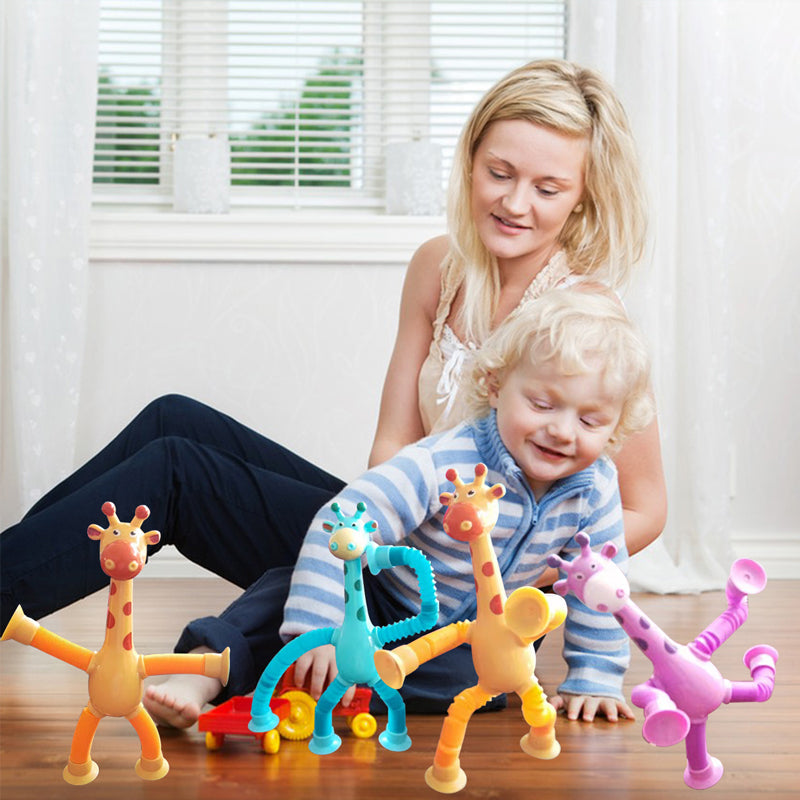 Telescopic suction cup giraffe toy