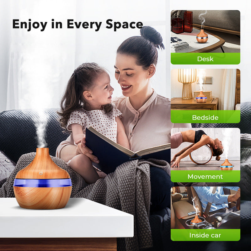 300ML Home Wood Grain Humidifier