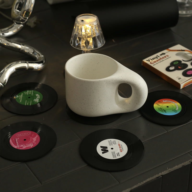 Vinyl Record Coasters with Retro Vinyl Player Holder