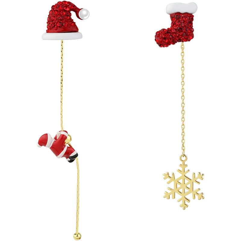 Asymmetric Santa Earrings