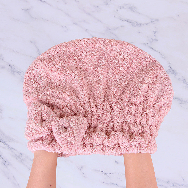 Coral velvet cute bow bath cap