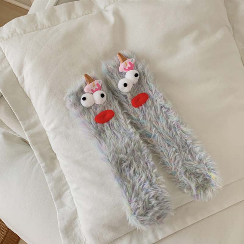 Warm Cozy Fluffy Cartoon Monster Socks