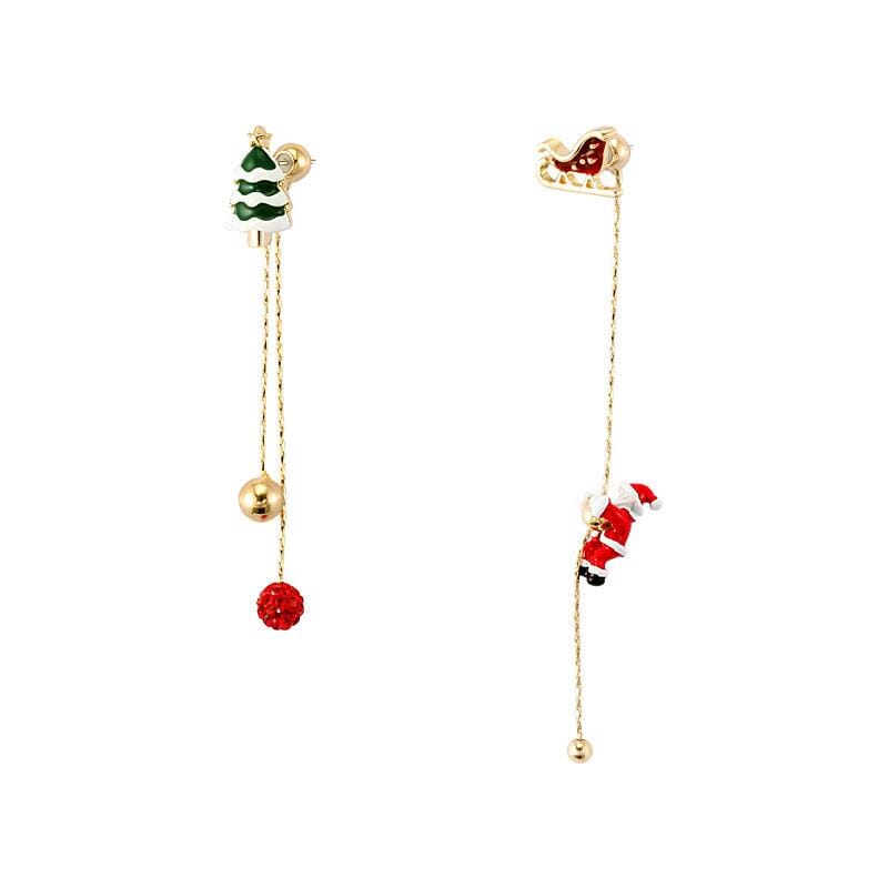 Asymmetric Santa Earrings