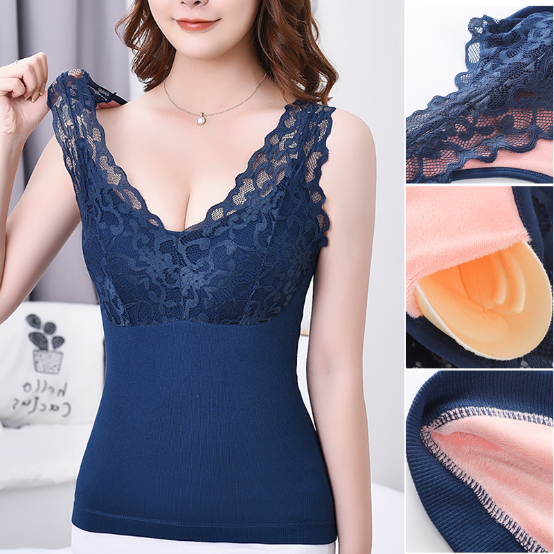 Winter Lace V-Neck Warm Vest