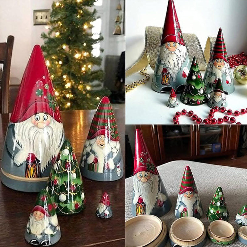 Handmade Scandinavian Gnome Wooden Nesting Dolls (5 pcs)