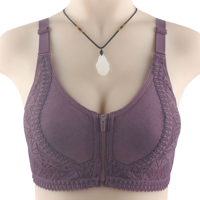 Womens Zip Front Closure Full Wrap Cups Bra