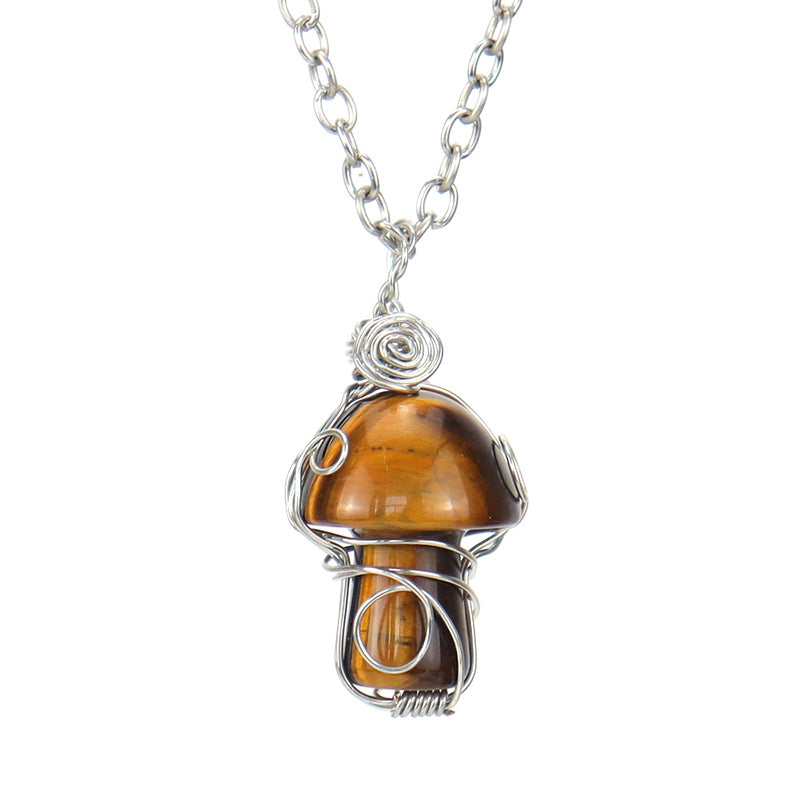 Natural Crystal Mushroom Pendant