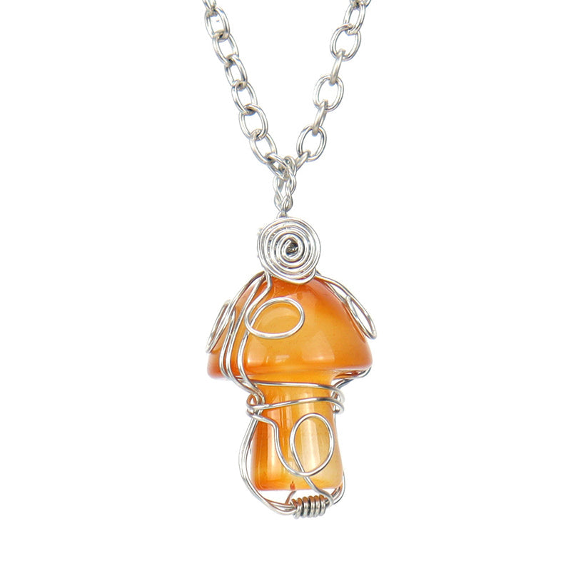 Natural Crystal Mushroom Pendant